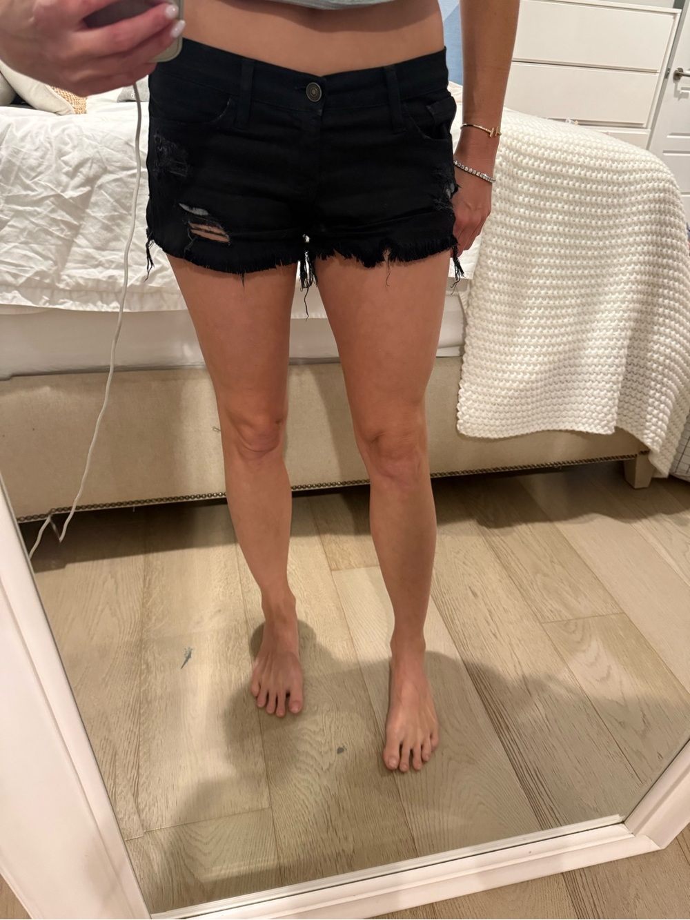 Flying Monkey Black Distressed Denim Cutoff Shorts